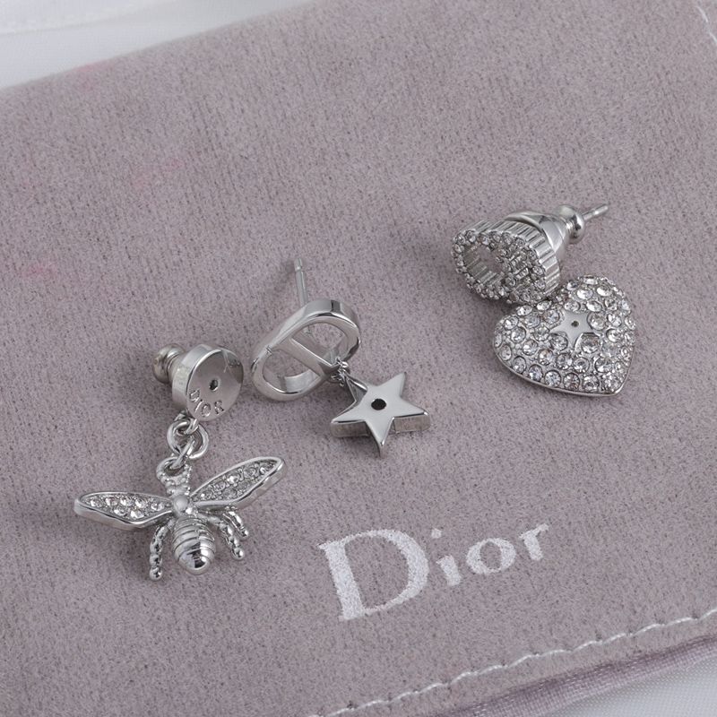 Dior Petit CD Earrings Metal with Crystals and Multiple Hallmark Charms Silver - Image 2