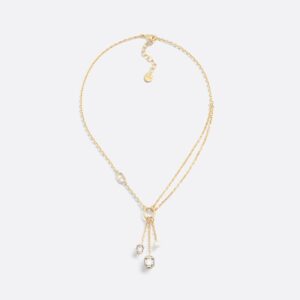 Dior Petit CD Necklace Metal with Resin Pearl and Faceted Crystals Gold