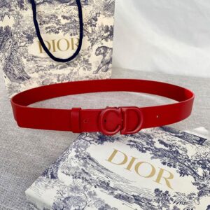 Dior Saddle Belt Matte Calfskin Red