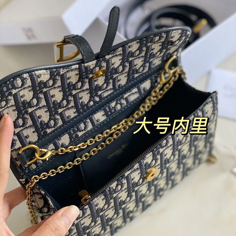 Dior Saddle Belt Pouch with Chain Oblique Motif Canvas Blue - Image 5