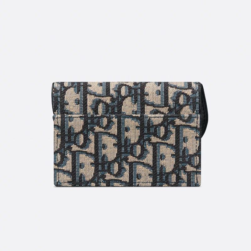 Dior Saddle Bloom Card Holder In Oblique Motif Canvas Blue - Image 2