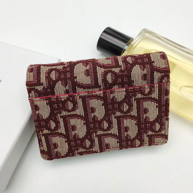 Dior Saddle Bloom Card Holder In Oblique Motif Canvas Burgundy - Image 2