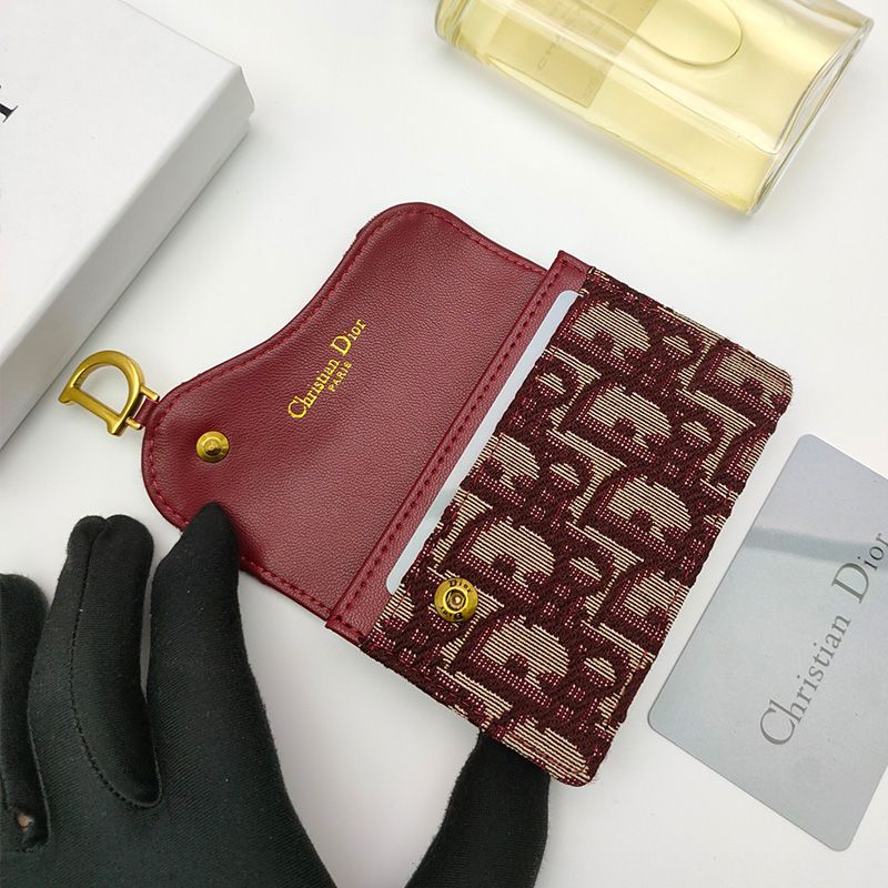 Dior Saddle Bloom Card Holder In Oblique Motif Canvas Burgundy - Image 4