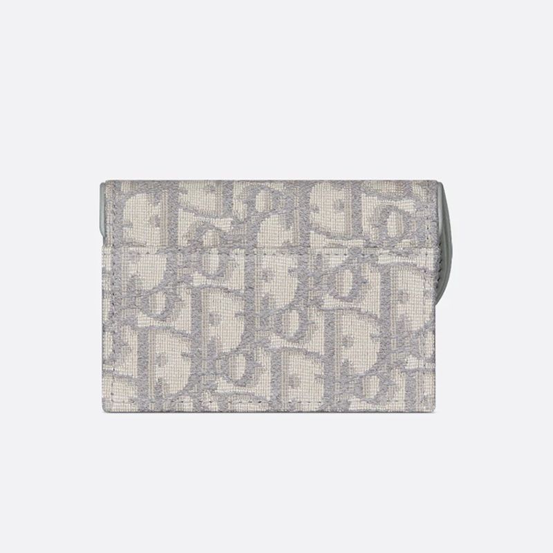 Dior Saddle Bloom Card Holder In Oblique Motif Canvas Grey - Image 2