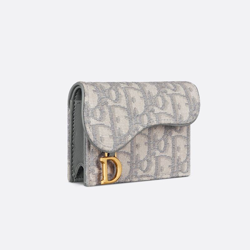 Dior Saddle Bloom Card Holder In Oblique Motif Canvas Grey - Image 3