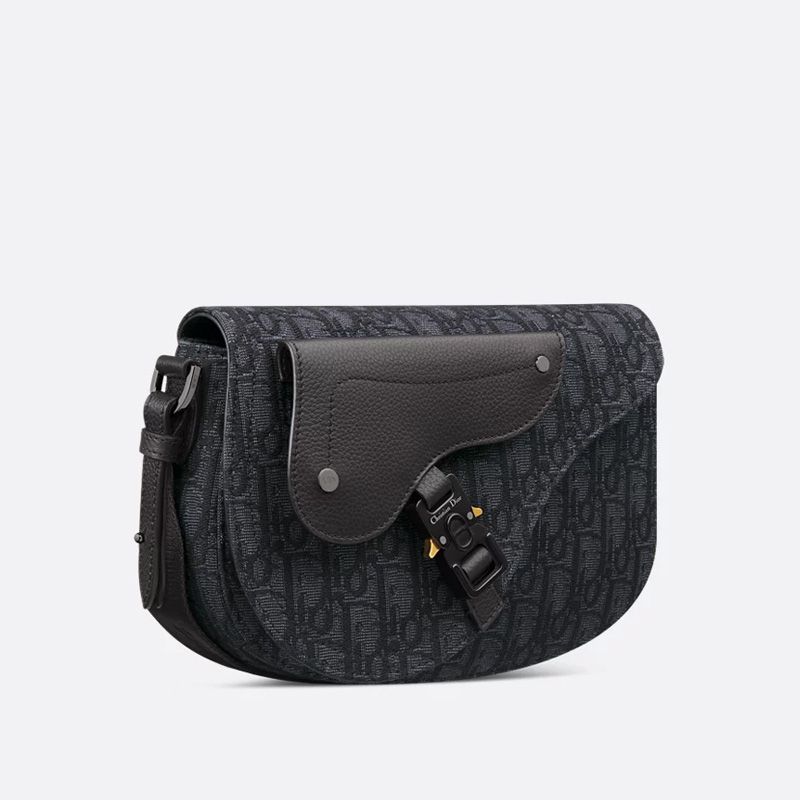 Dior Saddle Compact Messenger In Oblique Motif Canvas and Grained Calfskin Black - Image 3