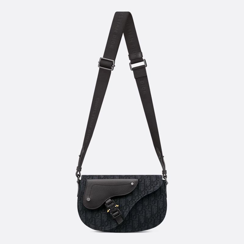 Dior Saddle Compact Messenger In Oblique Motif Canvas and Grained Calfskin Black - Image 5