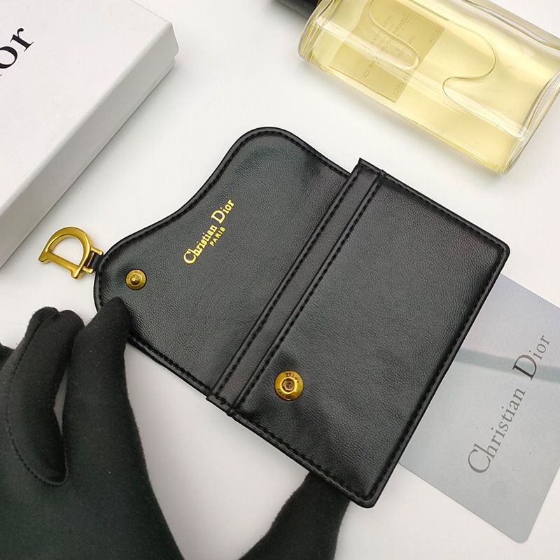 Dior Saddle Bloom Card Holder In Goatskin Black - Image 4