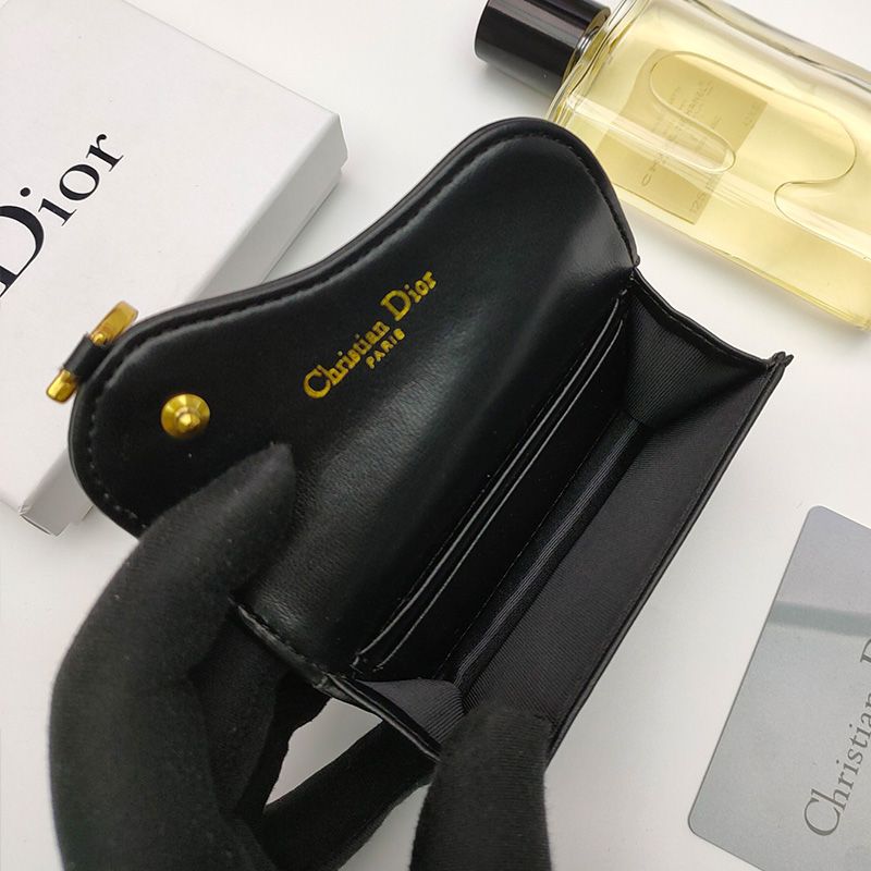 Dior Saddle Bloom Card Holder In Goatskin Black - Image 5