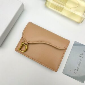 Dior Saddle Bloom Card Holder In Goatskin Khaki
