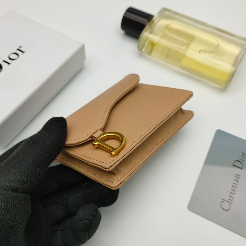 Dior Saddle Bloom Card Holder In Goatskin Khaki - Image 2