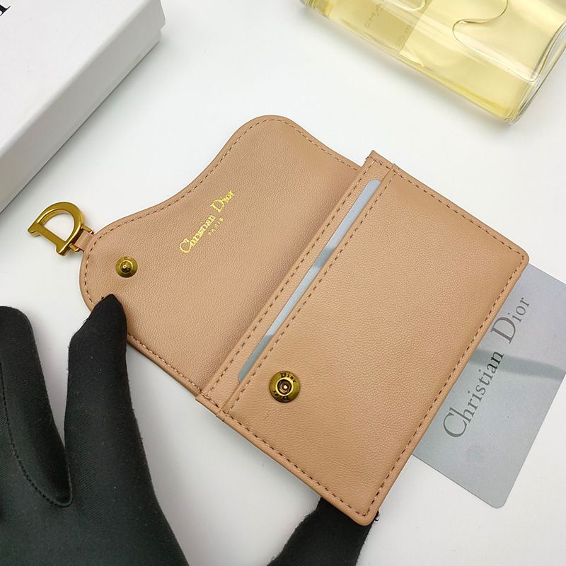Dior Saddle Bloom Card Holder In Goatskin Khaki - Image 4