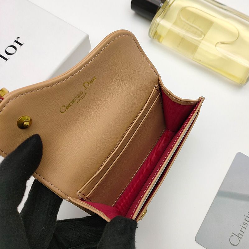 Dior Saddle Bloom Card Holder In Goatskin Khaki - Image 5