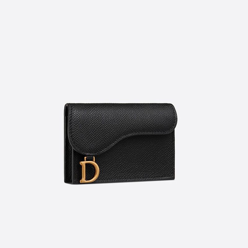 Dior Saddle Bloom Card Holder In Grained Calfskin Black - Image 2