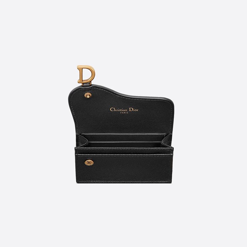 Dior Saddle Bloom Card Holder In Grained Calfskin Black - Image 4