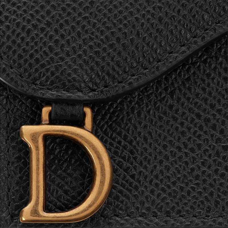 Dior Saddle Bloom Card Holder In Grained Calfskin Black - Image 5