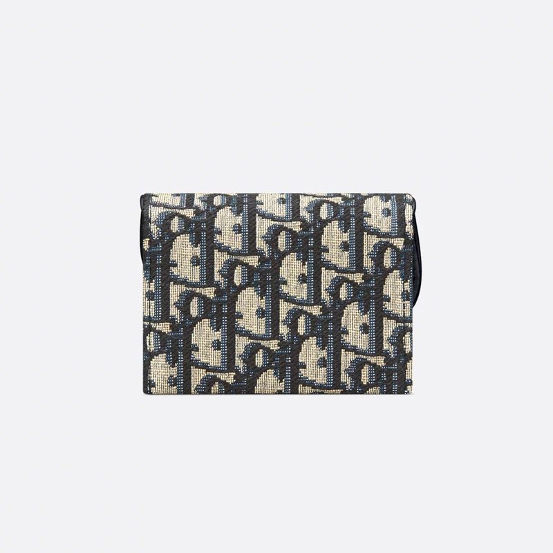 Dior Saddle Jasmine Gusset Card Holder In Oblique Motif Canvas Blue - Image 2
