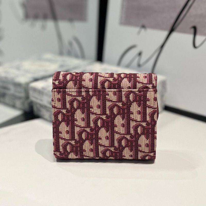 Dior Saddle Lotus Wallet In Oblique Motif Canvas Burgundy - Image 2