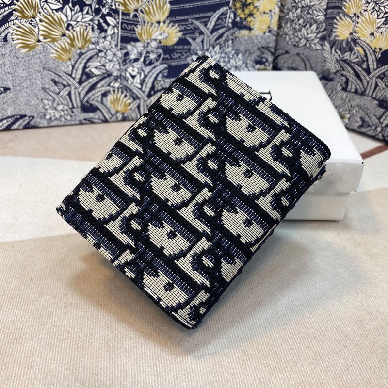 Dior Saddle Three-Fold Wallet Oblique Motif Canvas Blue - Image 2