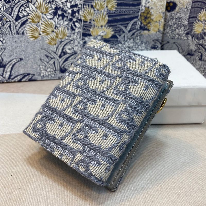 Dior Saddle Three-Fold Wallet Oblique Motif Canvas Grey - Image 2