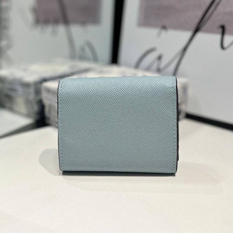 Dior Saddle Trifold Wallet In Grained Calfskin Blue - Image 2