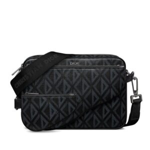 Dior Saddle Triple Pouch In CD Diamond Motif Canvas Black