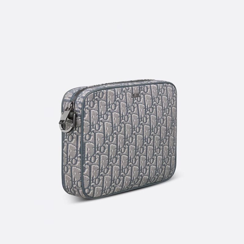 Dior Saddle Triple Pouch In Oblique Motif Canvas Grey - Image 3