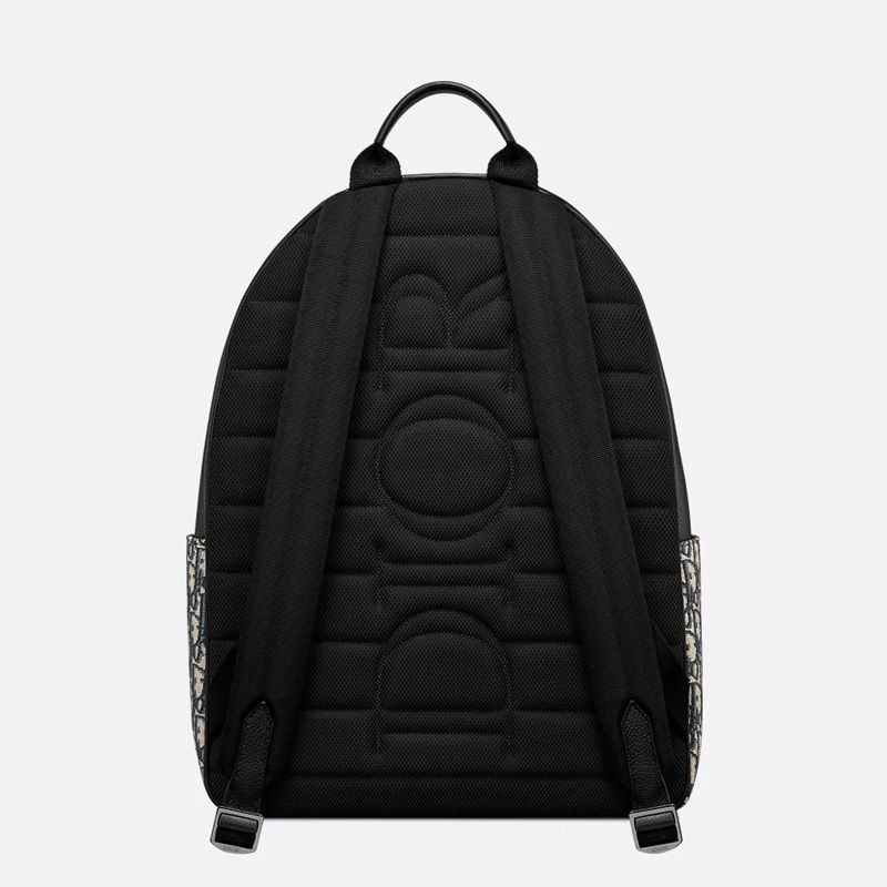 Dior Saddle Zip Backpack In Oblique Motif Canvas with Grained Calfskin Blue - Image 2