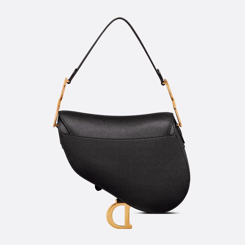 Dior Saddle Bag with Strap In Grained Calfskin Black - Image 2
