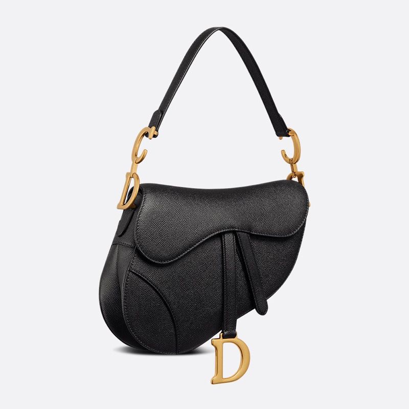 Dior Saddle Bag with Strap In Grained Calfskin Black - Image 3