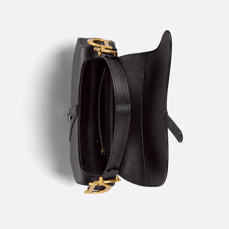 Dior Saddle Bag with Strap In Grained Calfskin Black - Image 4