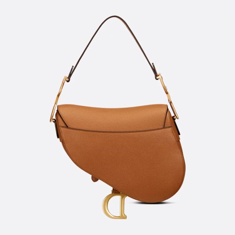 Dior Saddle Bag with Strap In Grained Calfskin Brown - Image 2