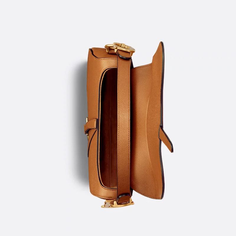 Dior Saddle Bag with Strap In Grained Calfskin Brown - Image 4
