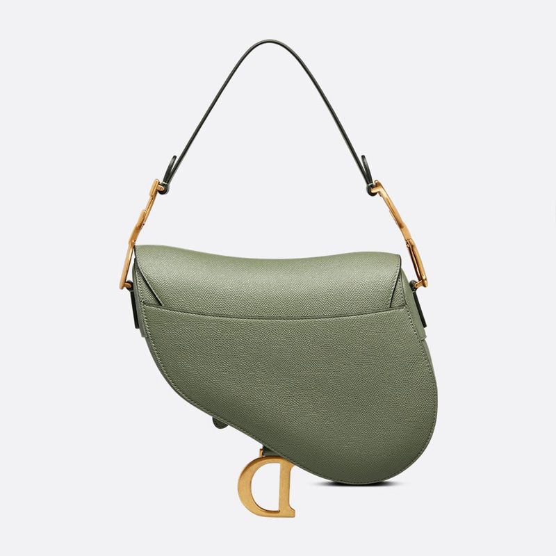 Dior Saddle Bag with Strap In Grained Calfskin Green - Image 2