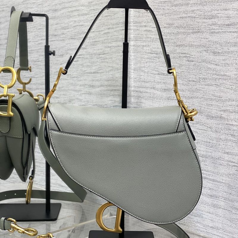 Dior Saddle Bag with Strap In Grained Calfskin Grey - Image 2