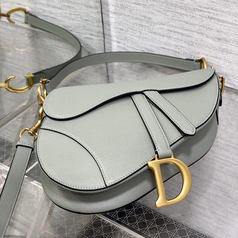 Dior Saddle Bag with Strap In Grained Calfskin Grey - Image 3