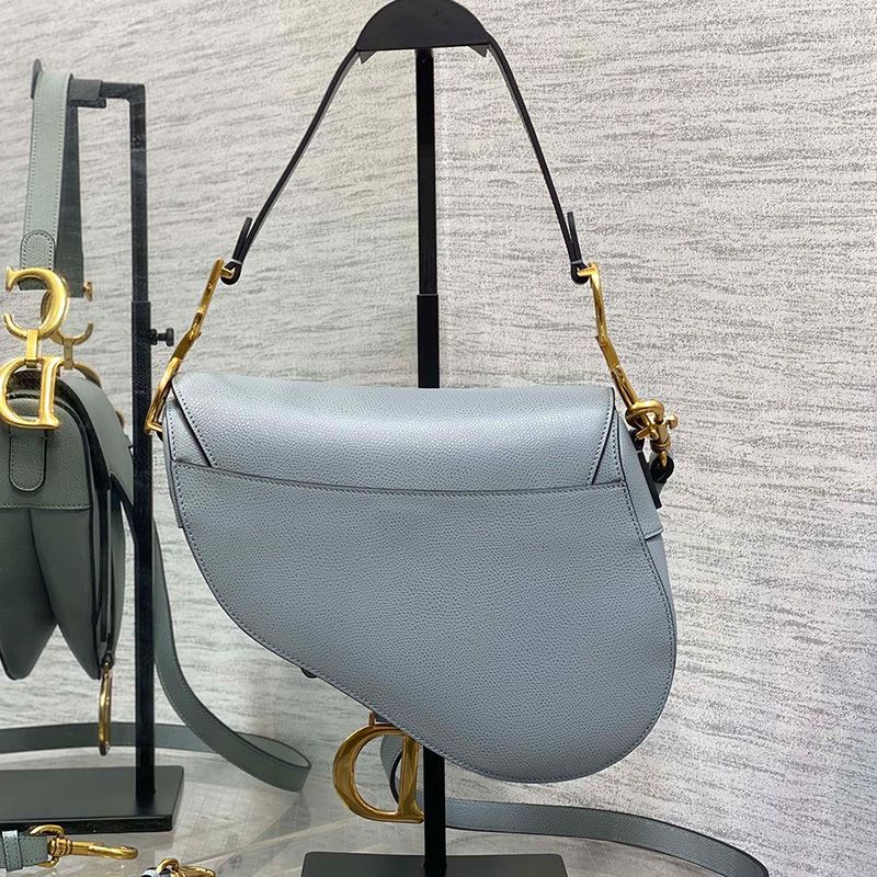 Dior Saddle Bag with Strap In Grained Calfskin Sky Blue - Image 2