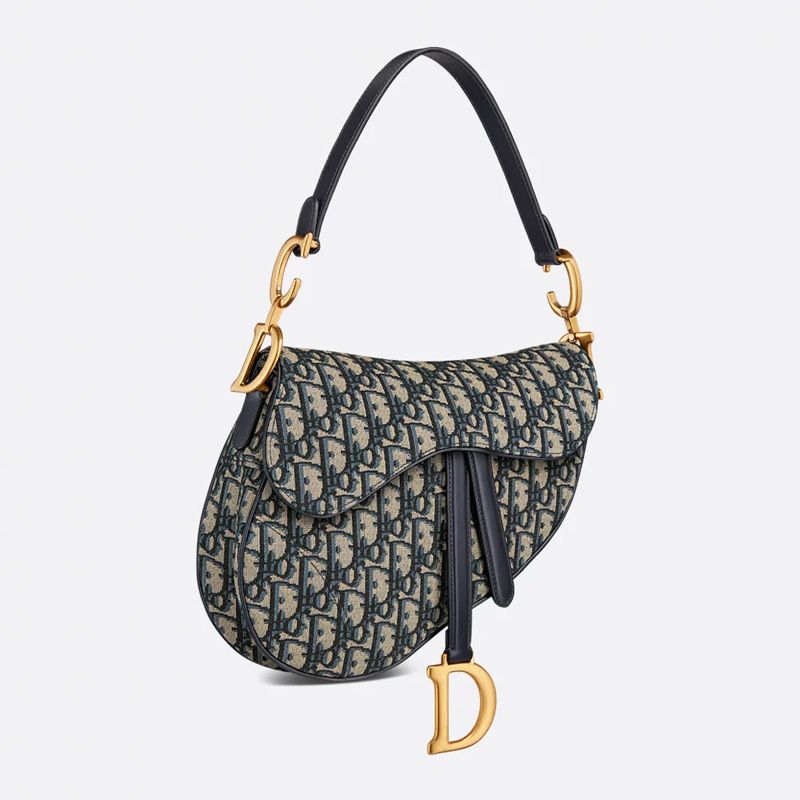 Dior Saddle Bag with Strap In Oblique Motif Canvas Blue - Image 3