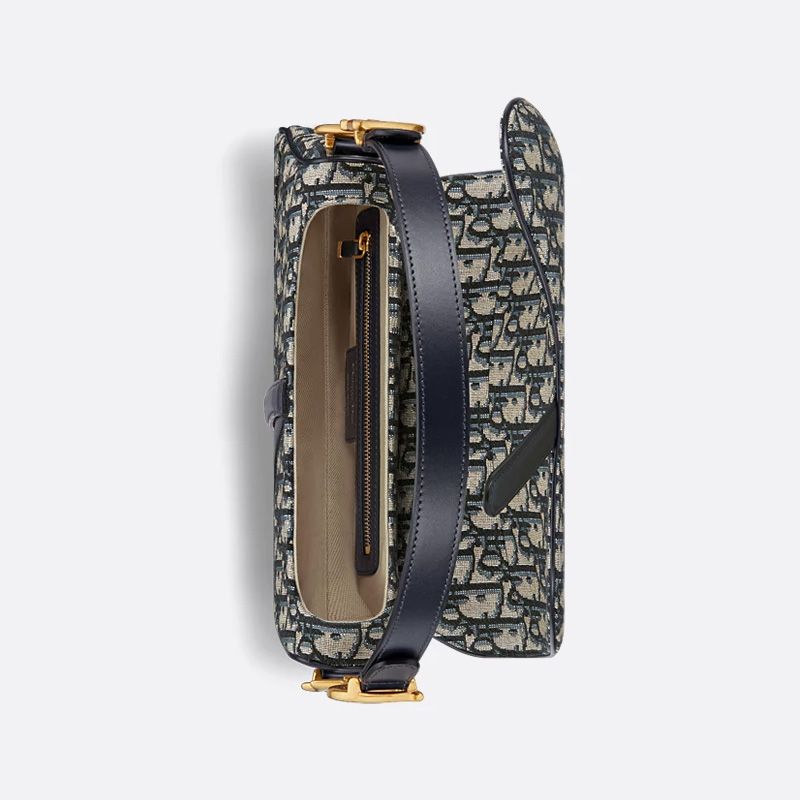 Dior Saddle Bag with Strap In Oblique Motif Canvas Blue - Image 4