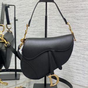 Dior Saddle Bag with Strap In Smooth Calfskin Black