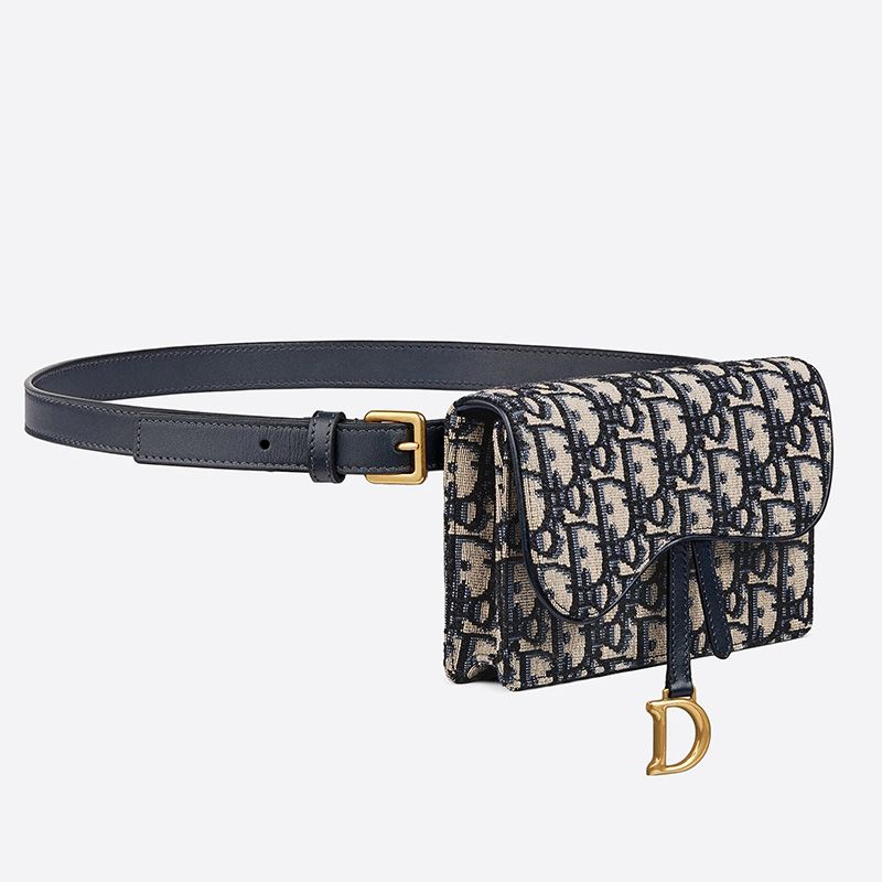 Dior Saddle Belt Pouch In Oblique Motif Canvas Blue - Image 2