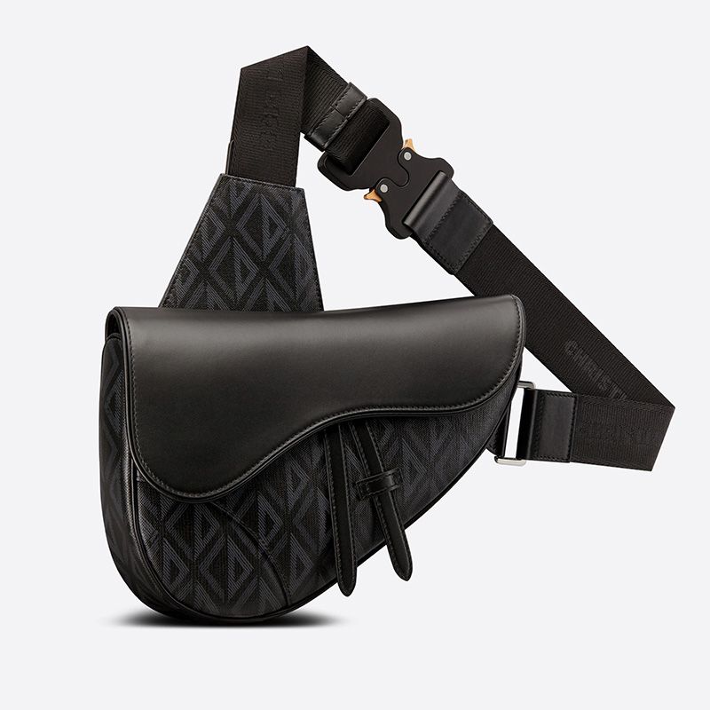 Dior Saddle Crossbody CD Diamond Motif Canvas Black - Image 2