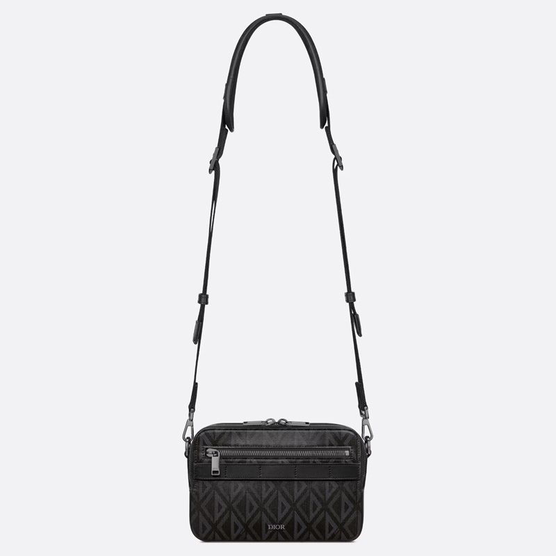 Dior Safari Bag with Strap In CD Diamond Motif Canvas Black - Image 5