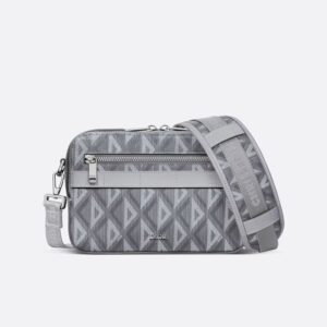 Dior Safari Bag with Strap In CD Diamond Motif Canvas Grey
