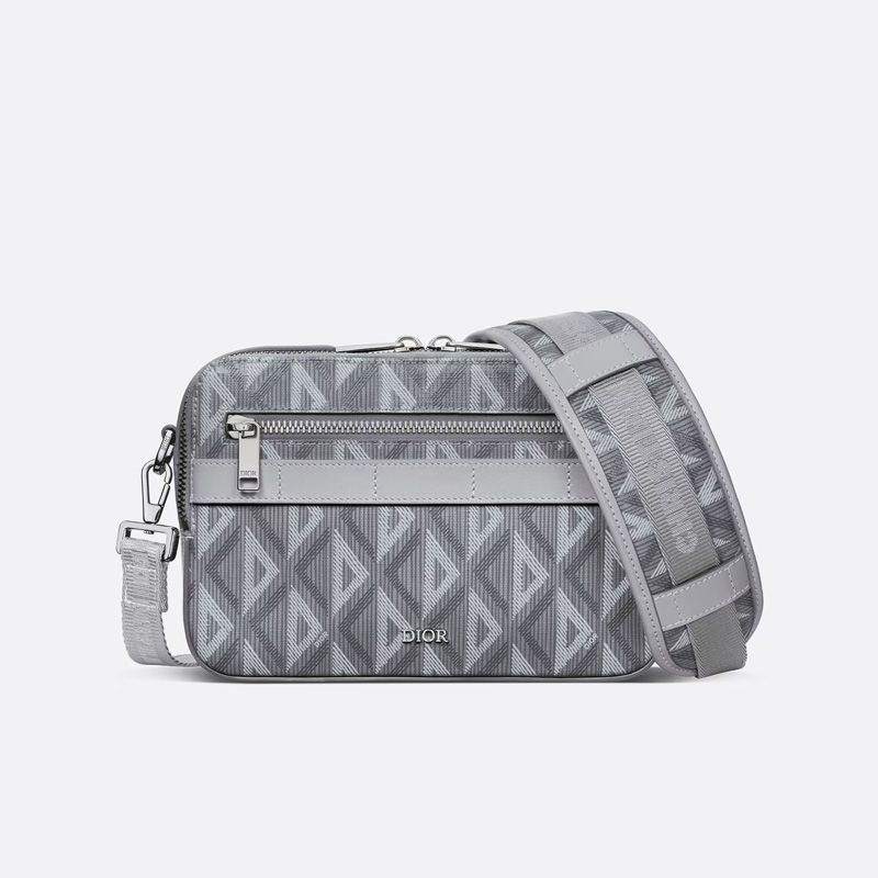Dior Safari Bag with Strap In CD Diamond Motif Canvas Grey