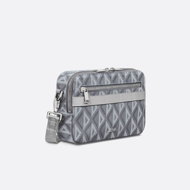 Dior Safari Bag with Strap In CD Diamond Motif Canvas Grey - Image 2