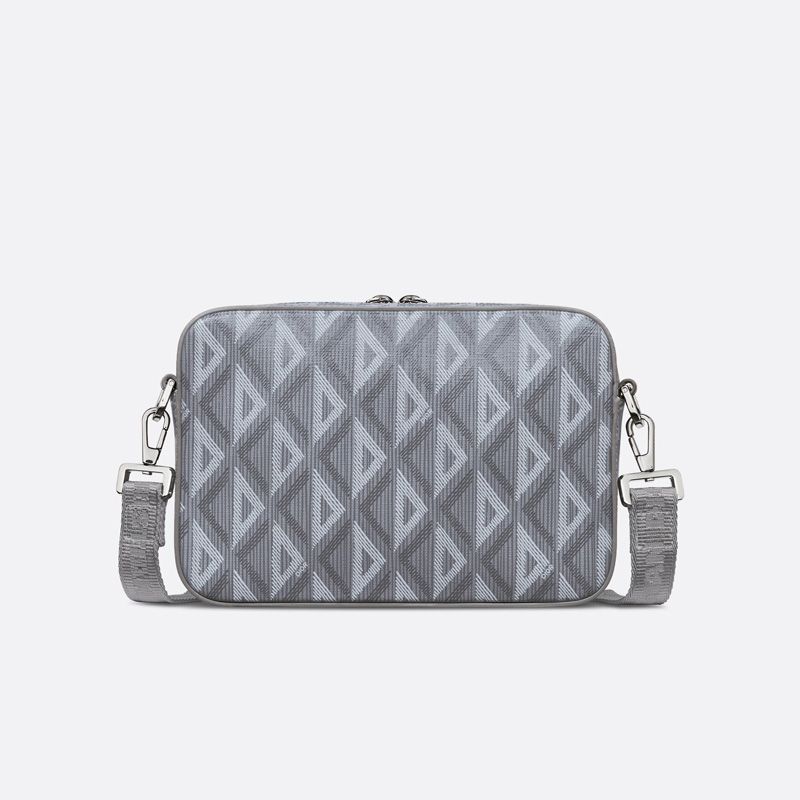 Dior Safari Bag with Strap In CD Diamond Motif Canvas Grey - Image 3