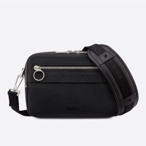 Dior Safari Bag with Strap In Grained Calfskin Black