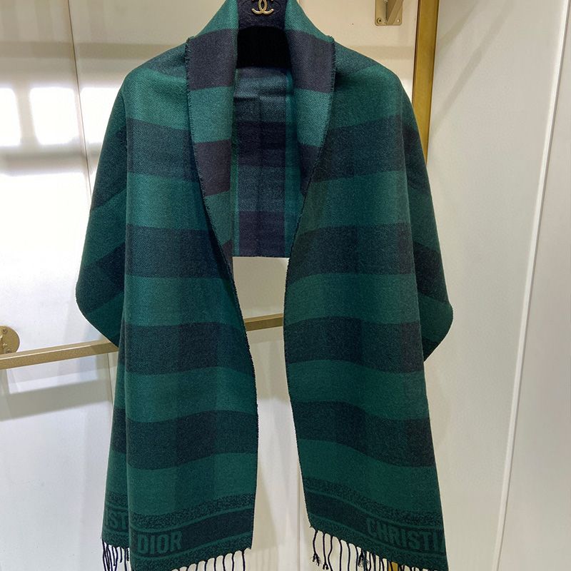 Dior Scarf Check'N'Dior Motif Wool and Angora Green - Image 2