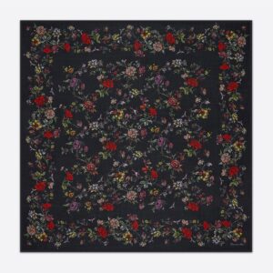 Dior Shawl Jardin Botanique Motif Silk, Wool and Cashmere Black